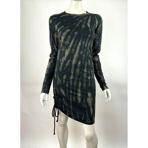 Pam & Gela Tie Dye Twisted Dress Women P EUC Stretch Cotton Long Sleeve CrewNeck
